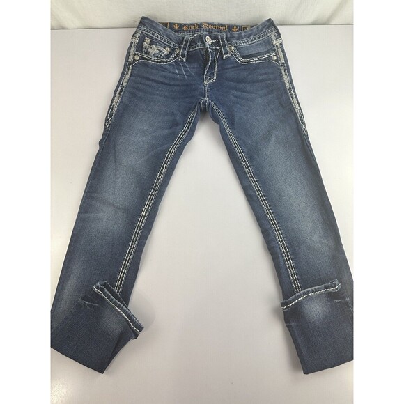 Rock Revival Denim - Rock Revival Women’s Hana Skinny Blue Jeans, Dark Wash, Size 27